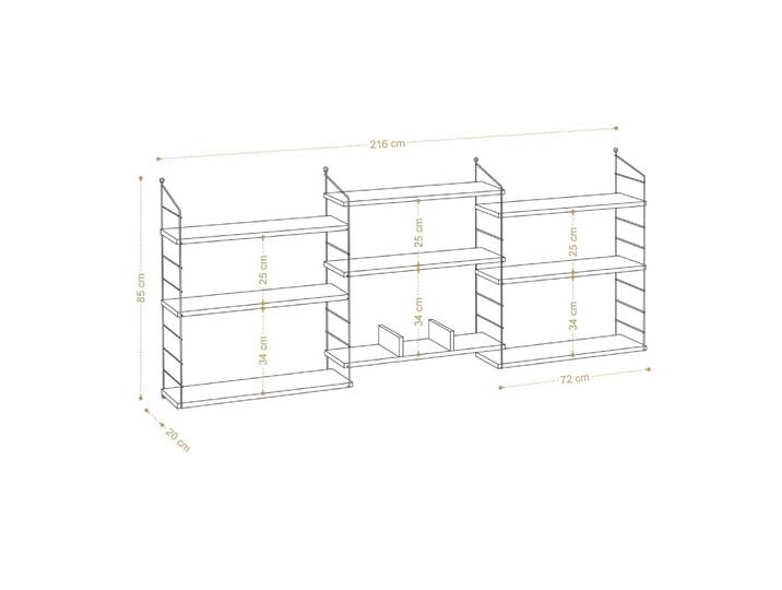 Bibliothèque vitrine 8 étagères mélaminé chêne clair 216x20x85 cm