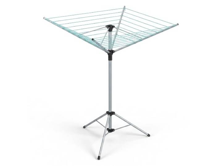 Relaxdays droogmolen, 15 m drooglengte, voor tuin & camping, klapbaar, met voet, wasrek balkon H: 140 cm, zilver