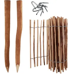 5m Komplett Set Staketenzaun 90cm hoch Lattenabstand 4-6cm mit 5 Holzpfosten 1,5...
