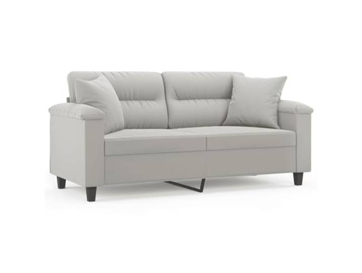 GHVBNMF 2-Sitzer Sofa mit 2 Kissen Hellgrau Mikrofasergewebe Stabiles Polstersofa mit Metallgestell und dicker Schaumstoffpolsterung für Wohnzimmer und Schlafzimmer.