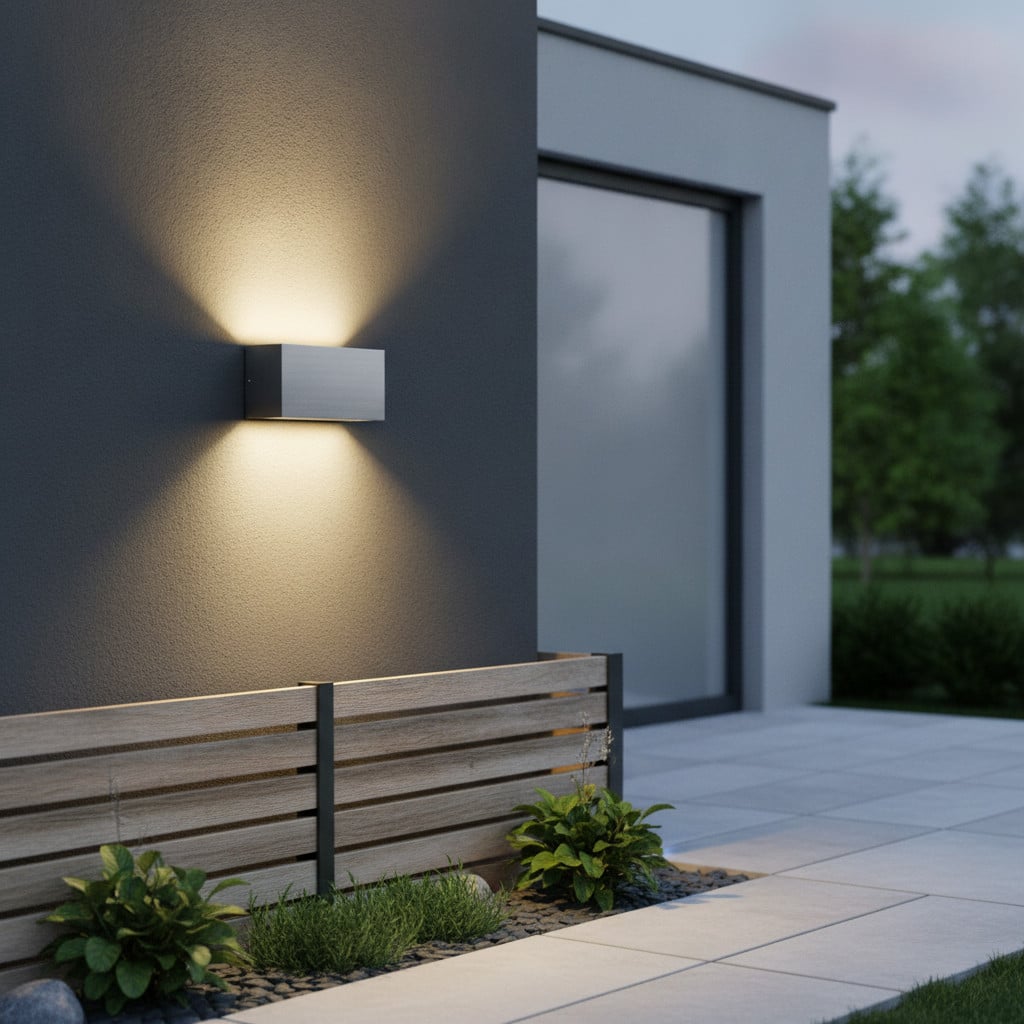 Artdelight Wandlamp Box Up Down in Mat Chroom en Aluminium voor Tuin of Badkamer