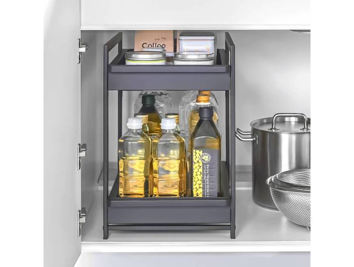 Yamazaki Armoire de cuisine Organiseur Étagère extensible en métal 30x45x42cm noir