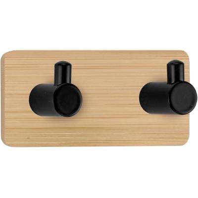 Klebehaken KLEINE WOLKE "Bamboo Pin Hook Duo", natur, B:12cm H:4,5cm L:3,6cm, Bambus, Haken