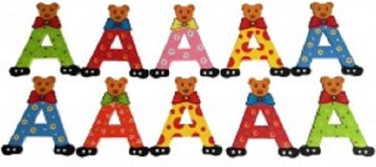 Charl's Toys Houten Naamletter A - Beer - 10 cm