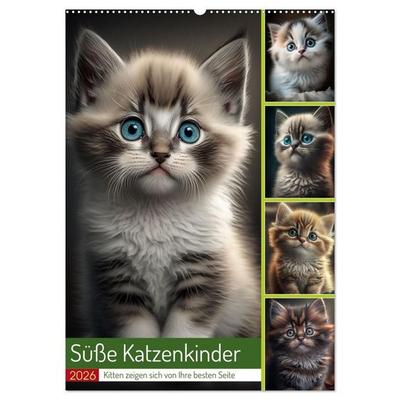 Süße Katzenkinder (Wandkalender 2026 DIN A2 hoch), CALVENDO Monatskalender