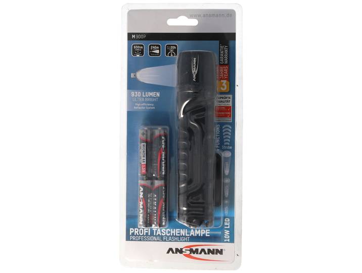 Ansmann M900P - LED zaklamp - max. 930 lumen 10W LED - zwart