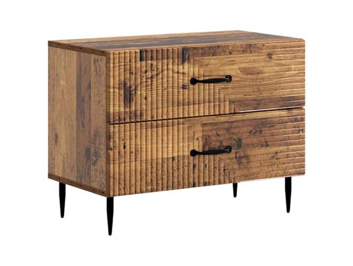 Heofavd Nachttisch Altholz Optik 62x34,5x47,5 cm mit 2 Schubladen