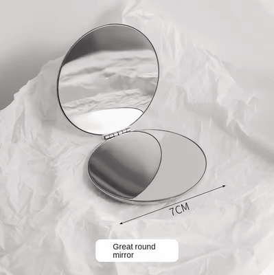 Uplift Curations Ultra Slim Folding Cosmetic Mirror   Shatterproof Stainless Steel Portable Pocket Makeup Mirror circular