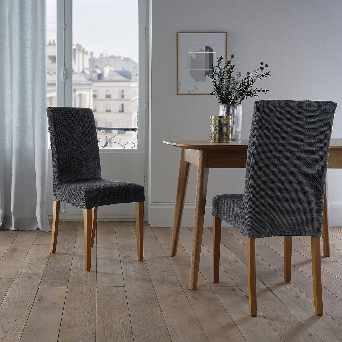 SO'HOME Housse extensible pour chaise gaufrée AHMIS