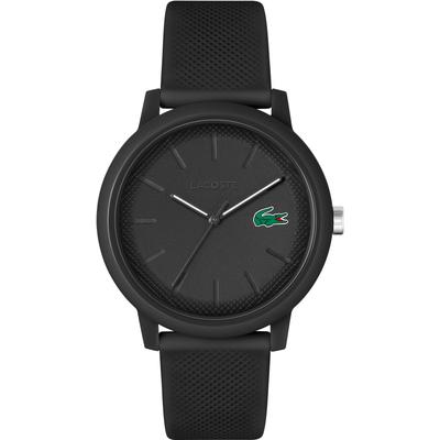 Quarzuhr LACOSTE "LACOSTE.12.12", schwarz, Armbanduhren, Herren, Quarzuhr, Armbanduhr, Herrenuhr, Mineralglas, Silikonarmband