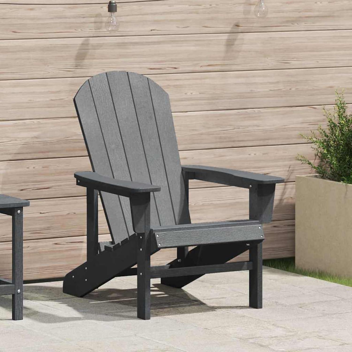 Adirondack-Stuhl in Hellgrau mit ergonomischem Design und robuster HDPE-Konstruktion, 82x74x90 cm, wetterfest für Balkon und Terrasse