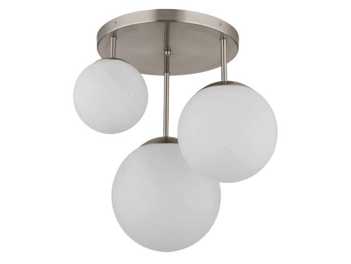 Deckenleuchte Kop, Opal, Nickelfarben, Glas, Metall, 44 cm, CE, Lampen & Leuchten, Innenbeleuchtung, Deckenleuchten, Deckenleuchten
