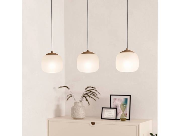 EGLO Glas Hängeleuchte Cominio, dimmbar, creme / amber, für Wohn- / Esszimmer, Glas