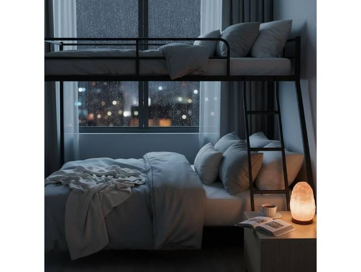 Lit superposé - WESTYLE - 90/140x200 - Métal noir - Sommier inclus - Échelle et barrières de sécurité
