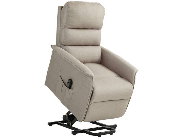 Homcom Fernsehsessel mit Aufstehhilfe Elektrisch, Relaxsessel mit Liegefunktion Beige, Textil, Füllung: Schaumstoff,Schaumstoff, 90x96x66 cm, Wohnzimmer, Sessel, Fernsehsessel