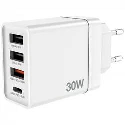 verbatim 30W 3x USB-A, USB-C Ladegerät, weiß