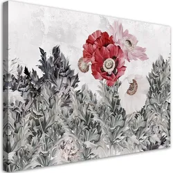 WANDBILD rote mohnblumen im garten