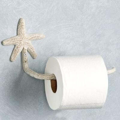 Park Designs Starfish Toilet Paper Holder Weathered White , Weathered White