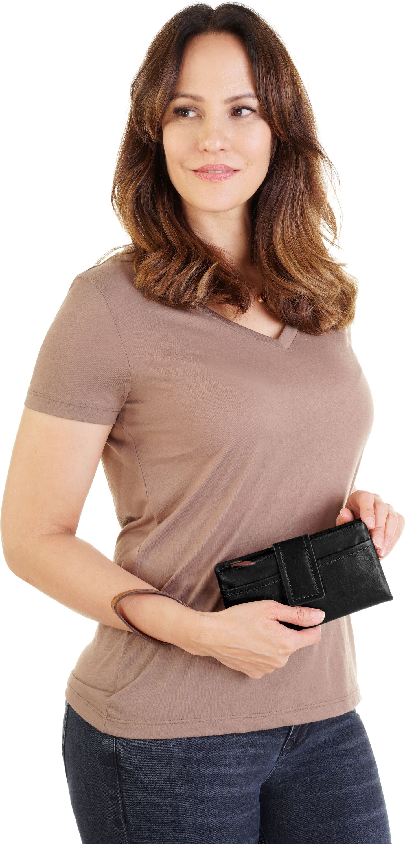 Geldbörse X-ZONE "X-ZONE Damen echt Leder", Damen, schwarz, Leder, unifarben, Kleinlederwaren Geldbörse, echt Leder