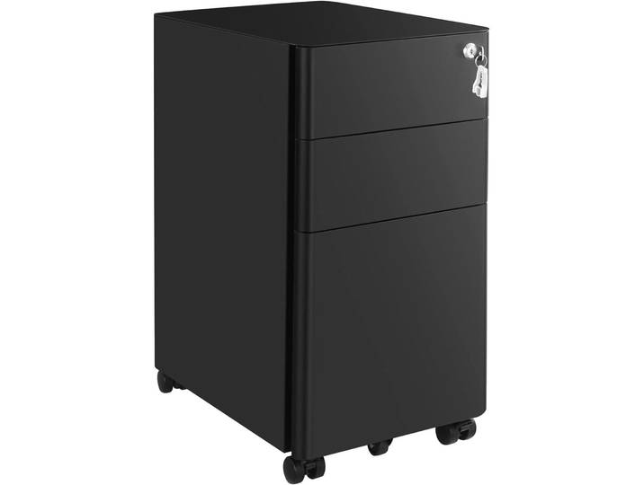 SONGMICS HOME Rollcontainer Songmics schwarz Schloss 30x46x59cm mit 3 Schubladen - Rollcontainer