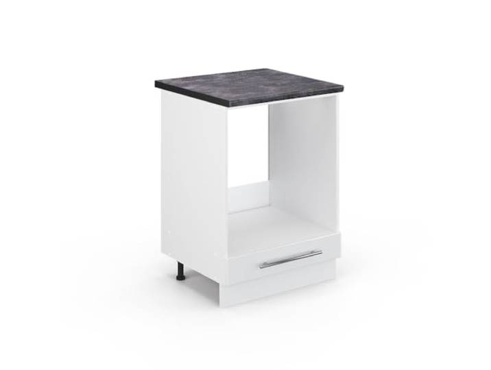 Vicco Herdumbauschrank Fame-Line, Weiß Hochglanz, 60 cm MDF-Front · Arbeitsplatte Anthrazit · Höhenverst. Füße · Metallgriffe · Einfache Integration