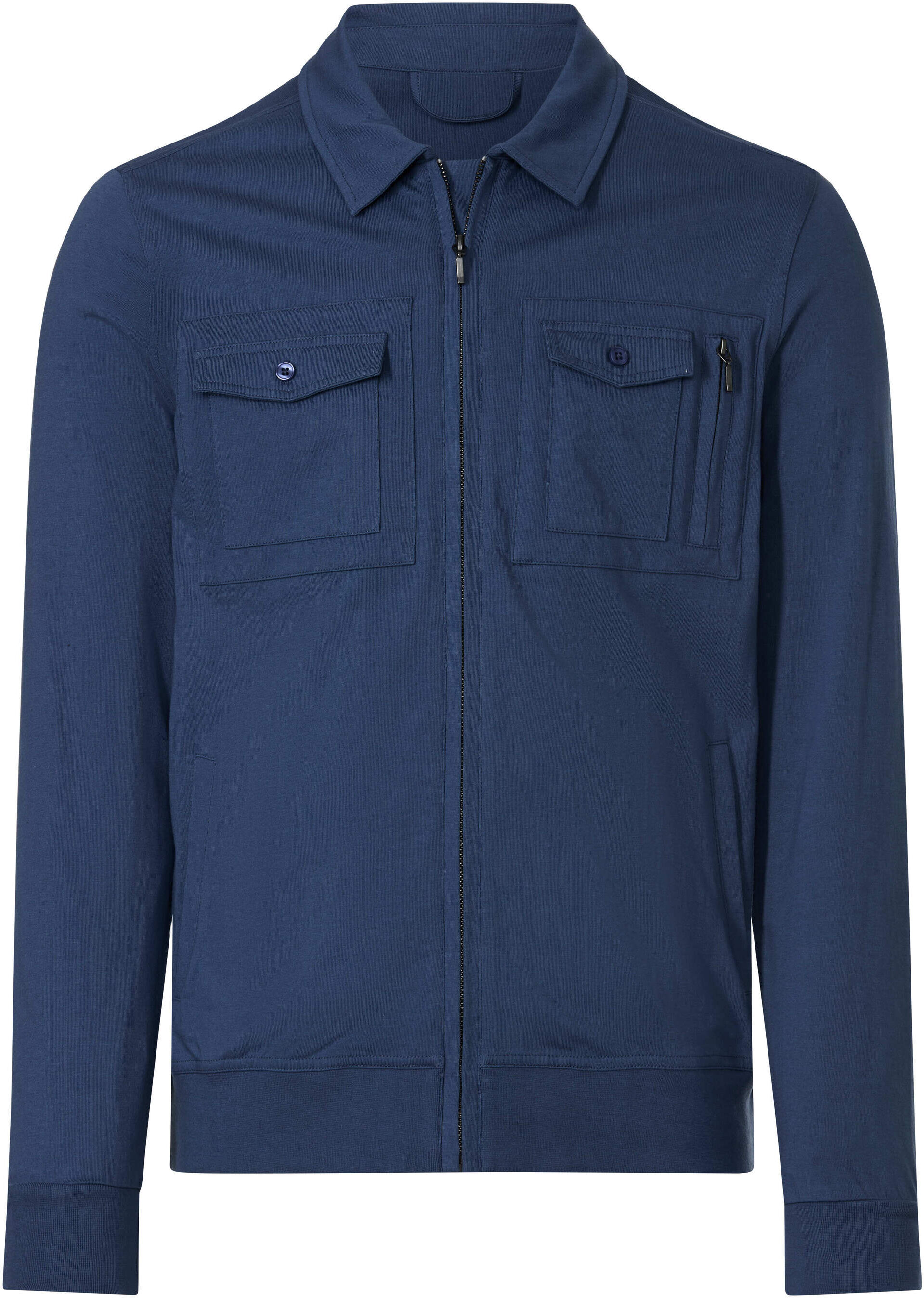 Langarmshirt WITT "Shirtjacke Shirtjacke mit praktischen Taschen", Herren, Gr. 56, blau (jeansblau), Basic, Shirts Langarmshirt
