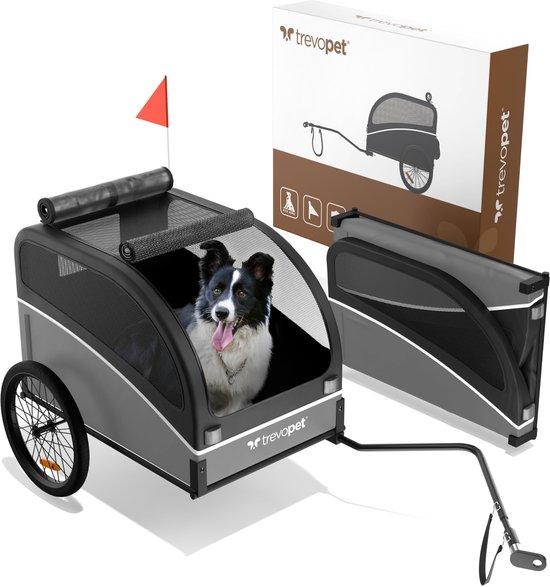 Fahrradanhänger für mittelgroße bis große Hunde bis zu 40 kg - Wasserdichter, zusammenklappbarer Fahrradanhänger mit grauem Stoff - geeignet für E-Bikes und