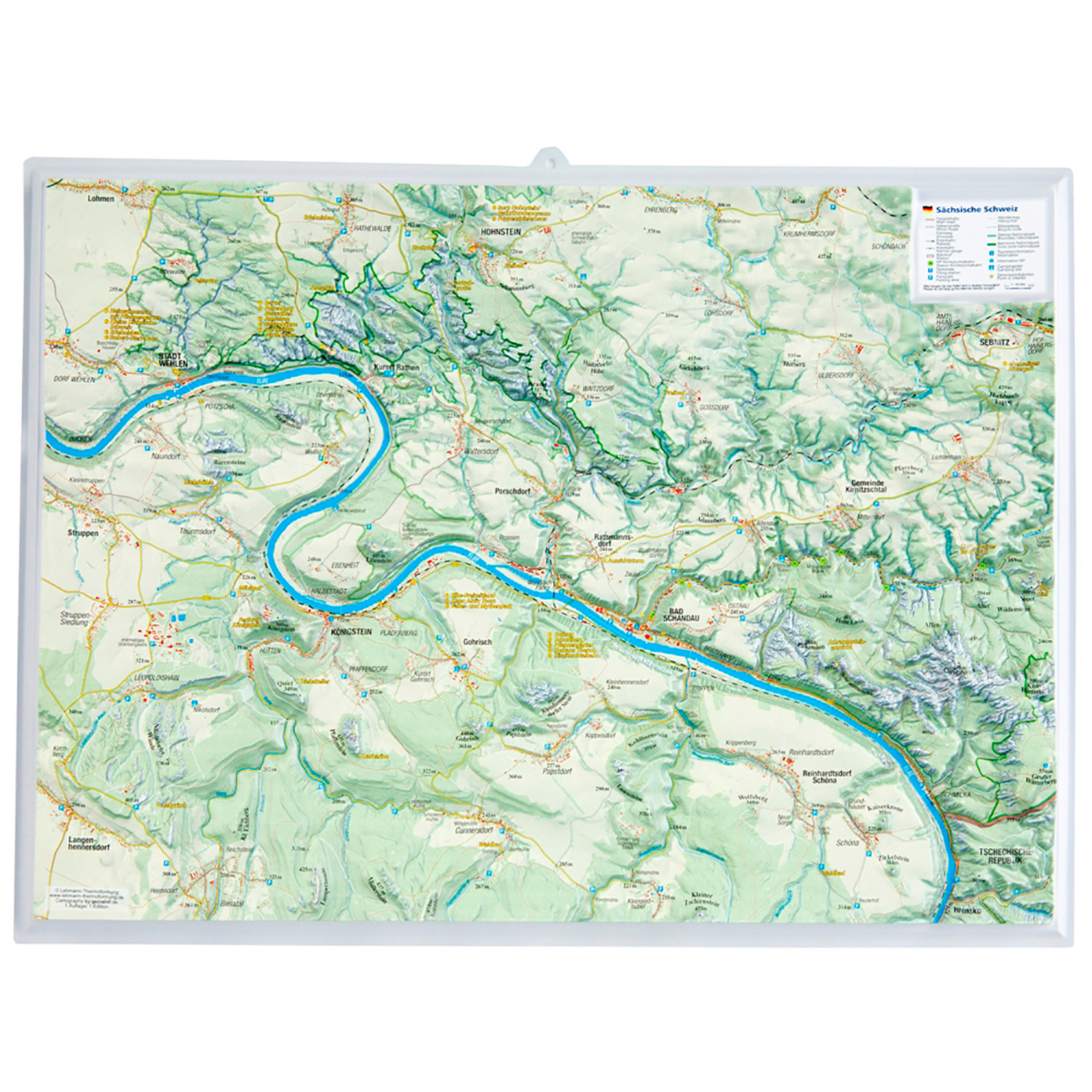 Georelief 3D Reliefkarte Sächsische Schweiz Topografische Karten ohne Rahmen Größe Klein