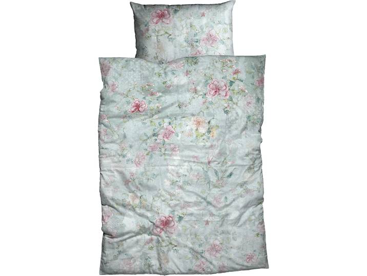 Bettwäsche CASATEX Nadera , bunt (mint, rose), B/L: 135cm x 200cm, 1 Stk., 1 Stk., Satin, B/L: 80cm x 80cm, 2 Stk., Satin, Obermaterial: 100% Baumwolle, Bettwäsche, Bettwäsche, verwunschener Rosengarten, geheimnisvoller Charakter