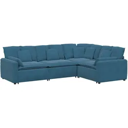 vidaXL Modulares Sofa mit Kissen Samt Blau