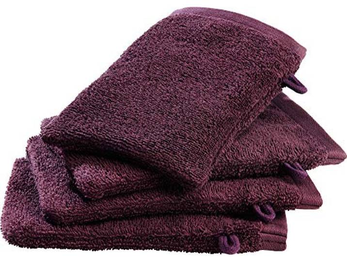Erwin Müller Waschhandschuh-Set 4er-Pack Beere Größe 15x21 cm - Ludwigsburg - 100% Baumwolle - kuschelweich, saugstark, voluminös - praktisch durch Schlaufe (weitere Farben)