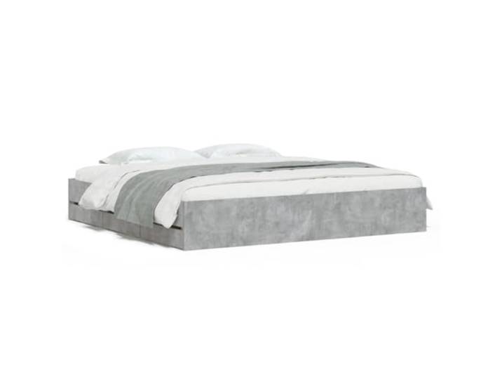PUGYNBK Bett mit Schubladen, Holz, Technik, Grau, Beton, 180 x 200 cm Lattenrost im Lieferumfang enthalten, geräumige Aufbewahrung, feuchtigkeitsbeständig, modernes Schlafzimmer