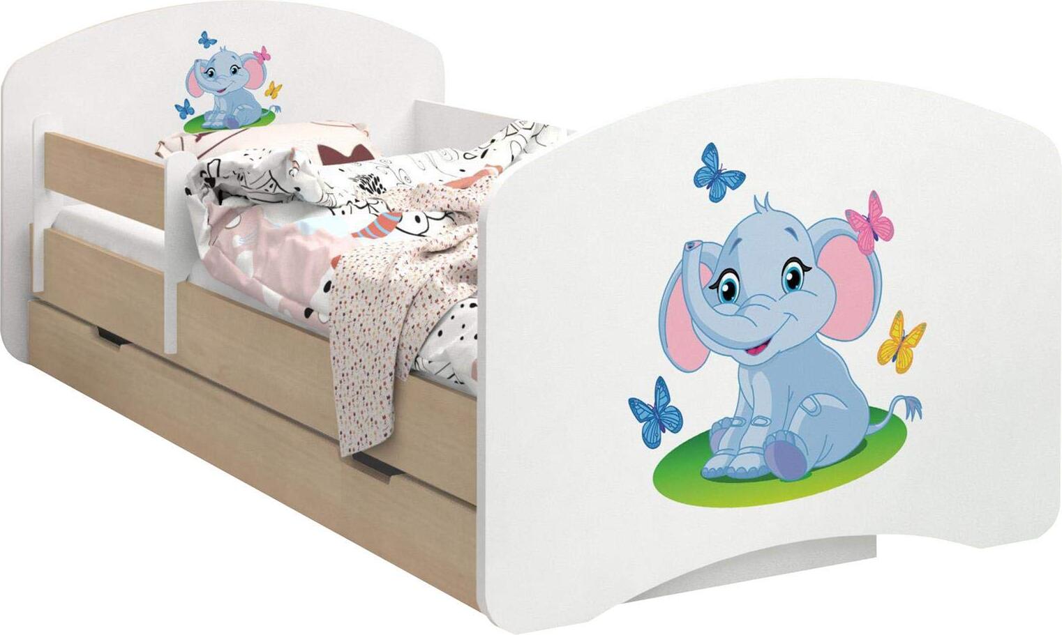 BDW Kinderbett, Doppelseitiges mit Schublade, Elefant, 190/90