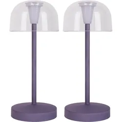 Näve 2er-Set Akku-/Tischleuchte "GOMBA" H: 18,5cm brombeere
