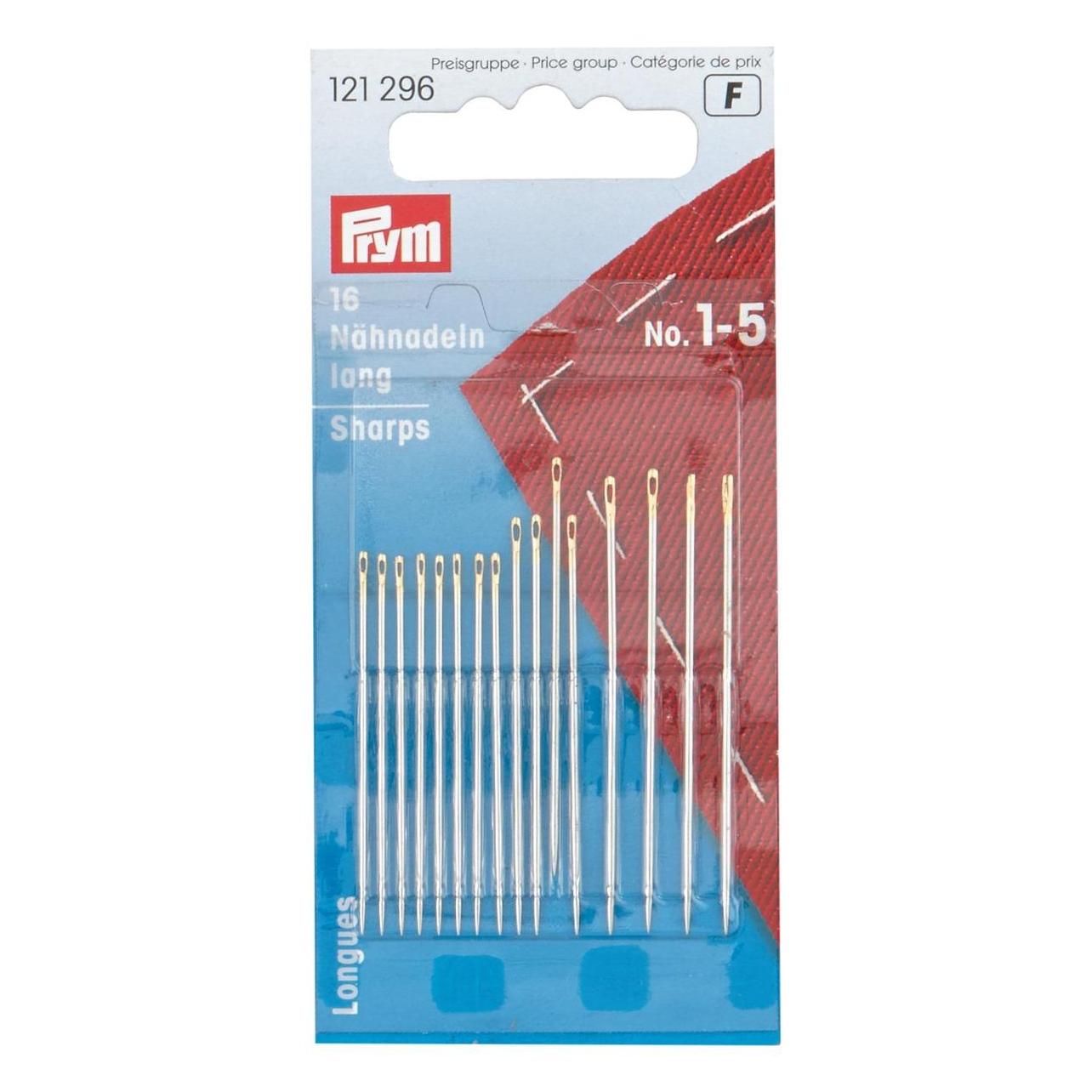 Prym Nähnadeln lang, Stahl Nr. 1 - 5, Karte 16 Stk. (121296)
