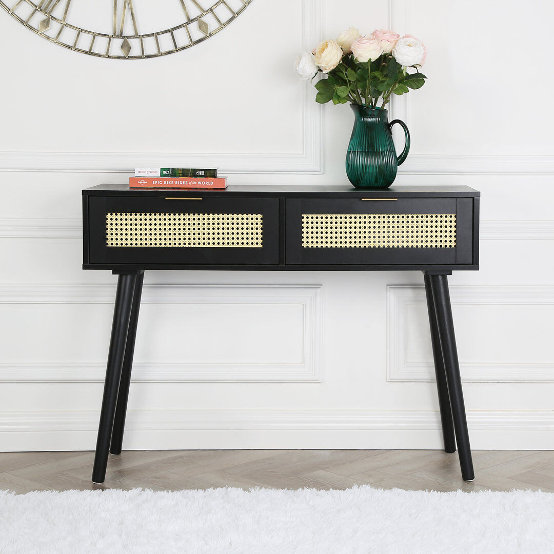 Bay Isle Home Craven Cane Console Table Black 82cm H X 110cm W X 33.5cm D