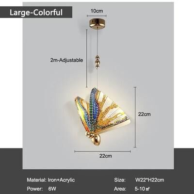 Uplifted Finds Nordic Butterfly LED Cord Pendant Light For Bedroom Living Room neutral Light colorful Big 6w