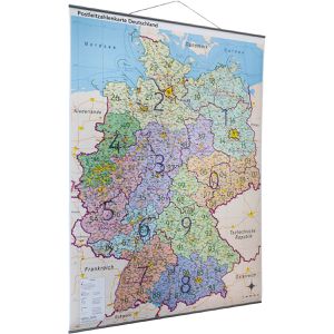 GeoMetro Deutschlandkarte Postleitzahlenkarte, mit Aluleisten, Poster aus laminiertem Karton, politische Karte, 84 x 114 cm