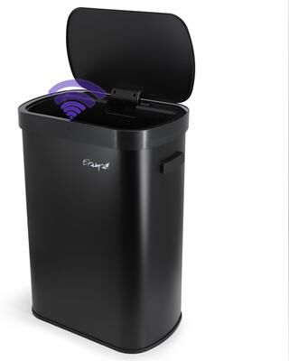 Elama 13 Gallon Automatic Sensor Hands Free Trash Can in Black