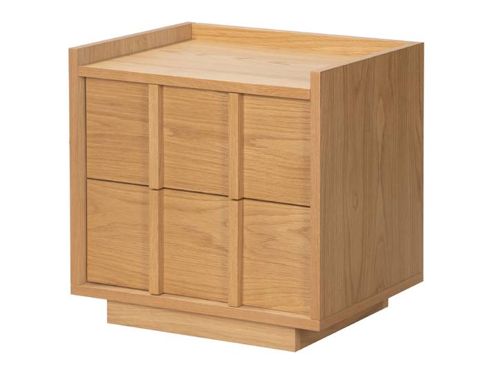 Furnierte Nachtkommode LIBAK mit Sockel 50 x 50 x 40cm Braun/Beige