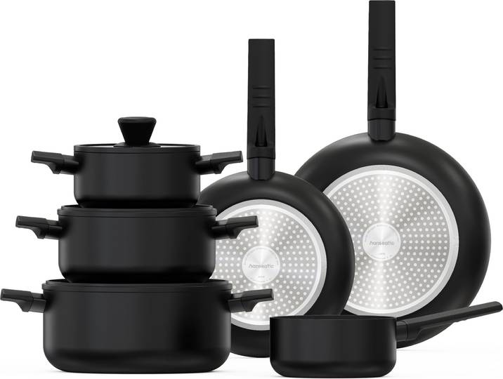 Topf-Set HANSEATIC ALU SCANDI, mit Antihaftbeschichtung , schwarz, Töpfe, Topf-Set, für alle Herdarten geeignet