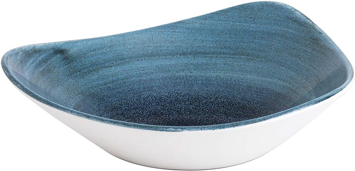 Handbeschilderde driehoekige saladekom Lagoon - 60 cl