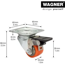 WAGNER® design yourself Schwerlast-Lenkrolle RO 7935 rot