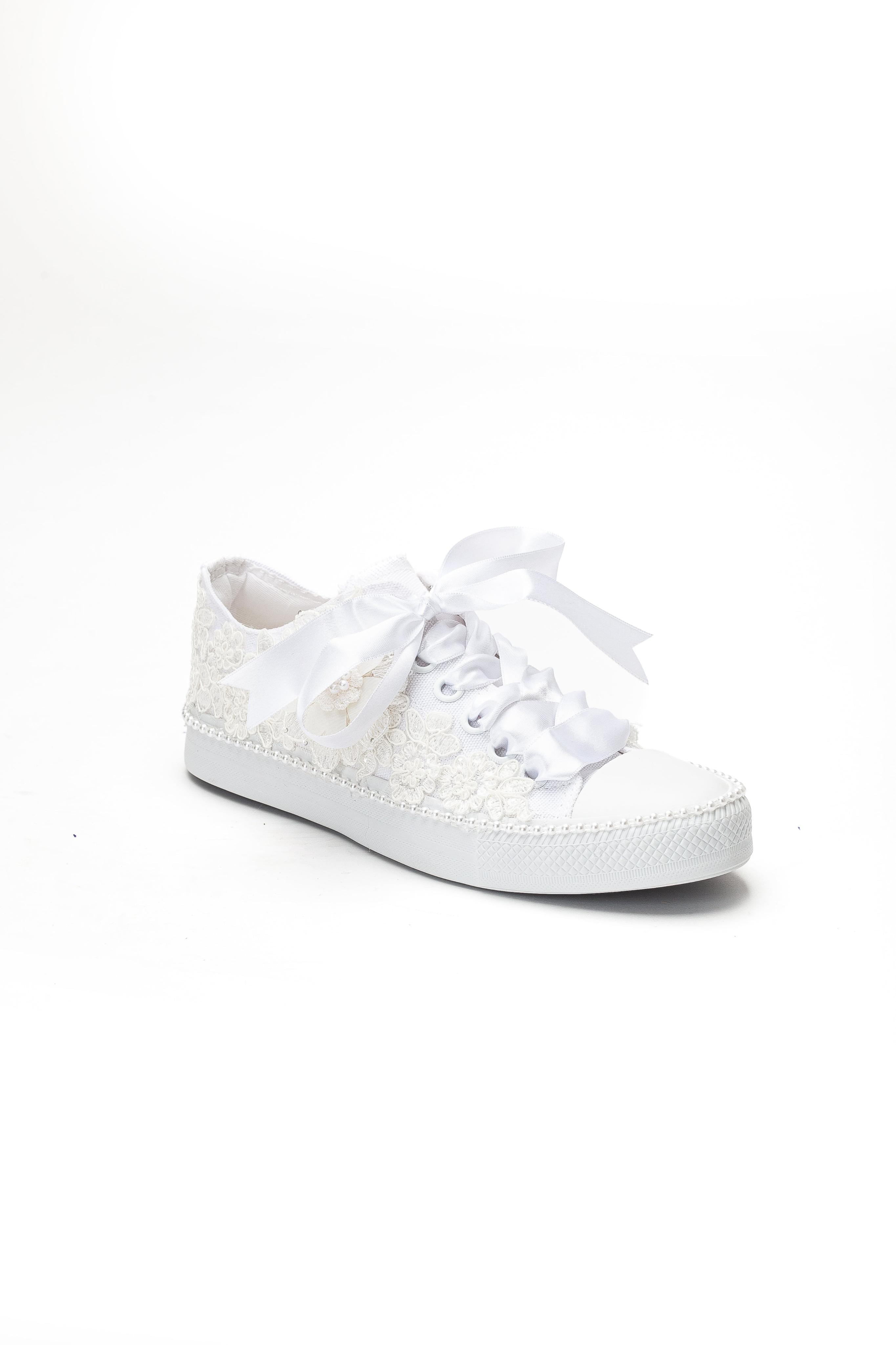 Marvelle Perlen Spitzen Braut Sneaker