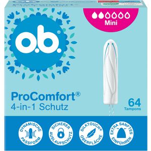 o.b. Tampons ProComfort 4-in-1 Schutz, Mini, sanftes Einführen, Viskose, 64 Stück