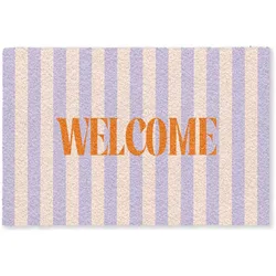FUSSMATTE Lila – Orange – Streifen – Willkommen 180x120 cm