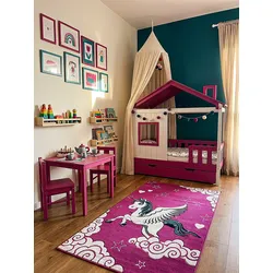 Kinderteppich Kurzflor Fuchsia 80x150 cm - CASOLA   Kadima Design