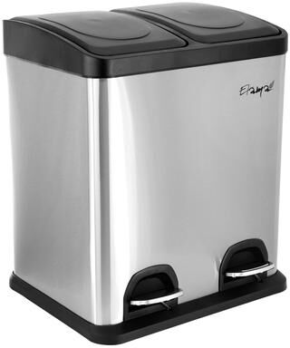 Elama 2 Section 15 Liter/ 4 Gallon Trash Step Bin in Matte Silver