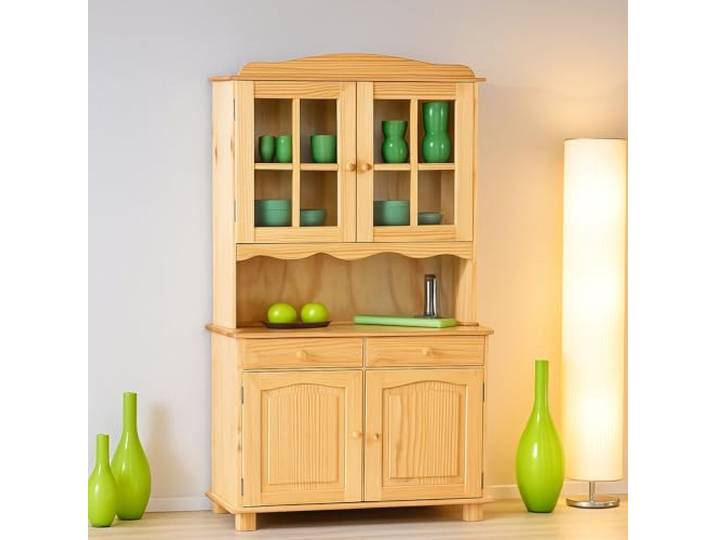 Dmora - Kommode Darmstadt, Wohnzimmerbuffet, Wohnzimmer-Sideboard, Moderne Küchen-Speisekammer, 88x32 h198 cm, Eiche