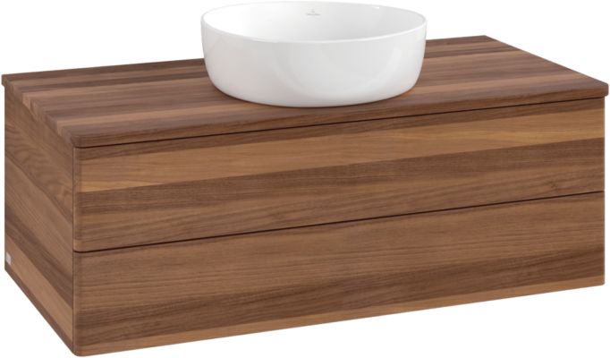 Villeroy und Boch Antao Waschtisch-Unterschrank L20012HM mit Beleuchtung, 100x36x50cm, Waschbeckenplattenfarbe warm walnut, warm walnut